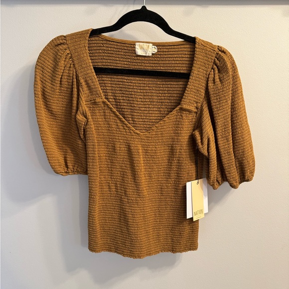 NATION LTD Bianca 80’s Smocked Tee - Picture 2 of 6